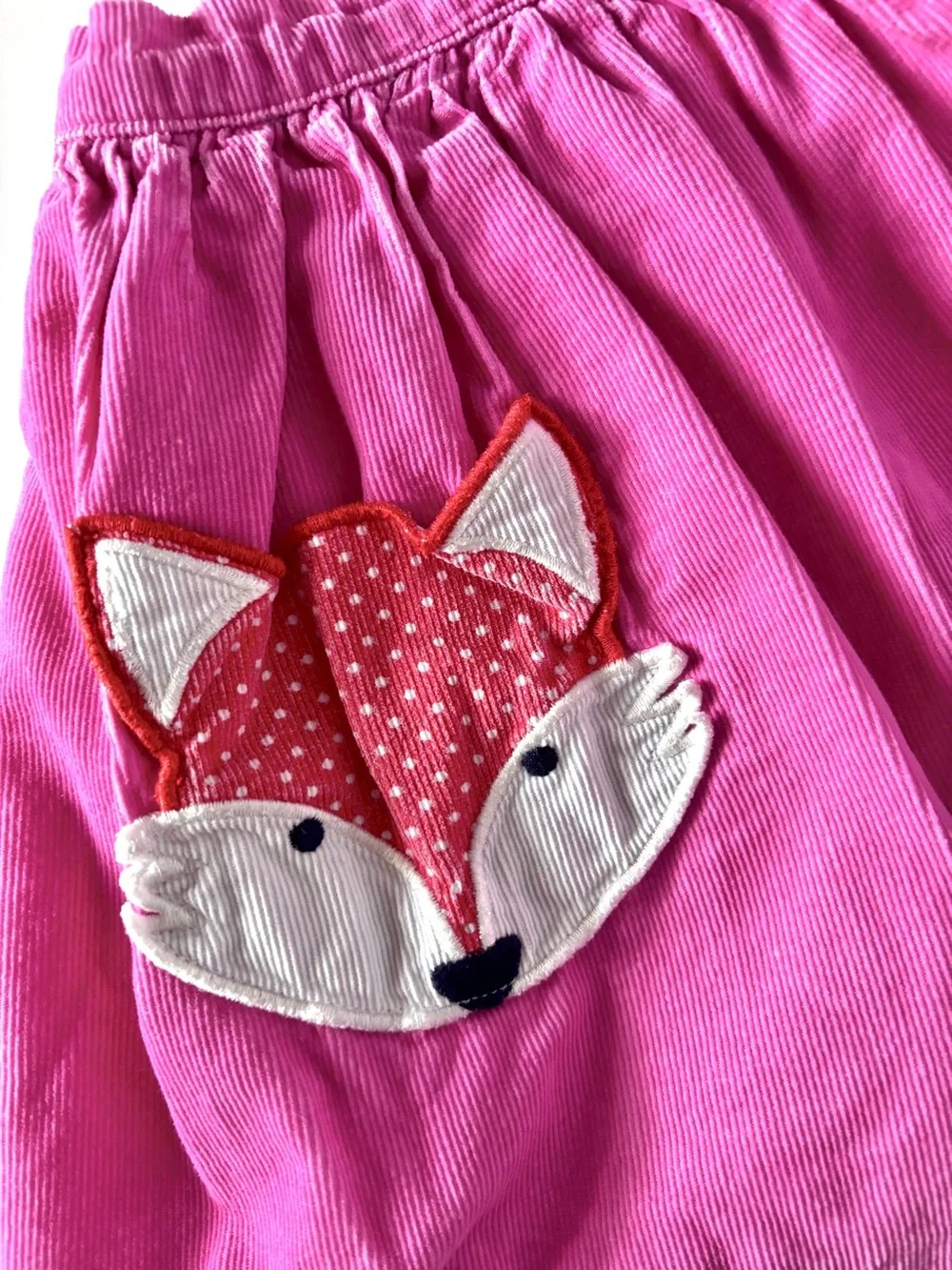 Mini Boden Girls Skirt 🦊 Medium Pink Corduroy Fox Pockets Size 4–5Y Like New